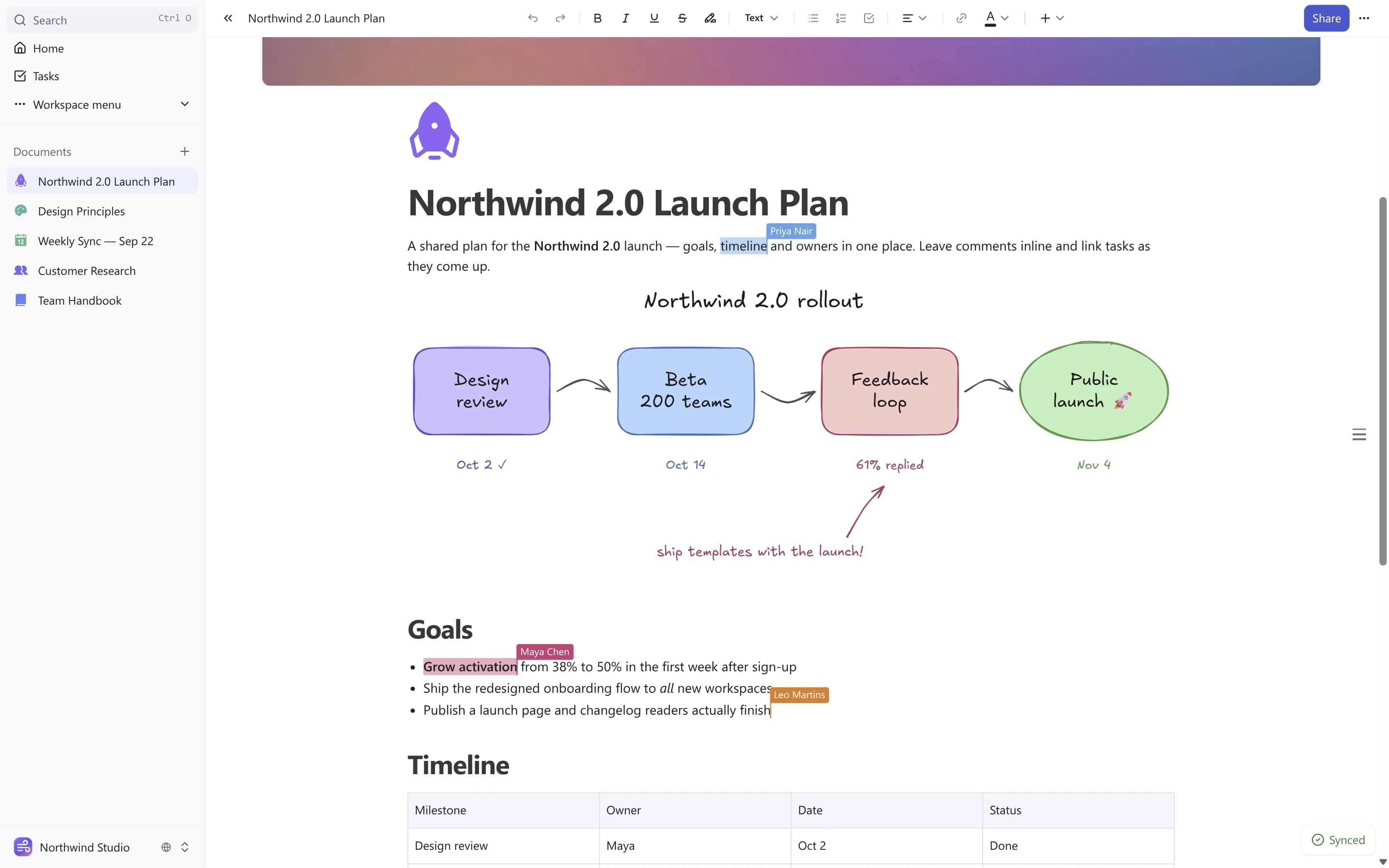 An Excalidoc document with a cover, an Excalidraw diagram and live collaborator cursors